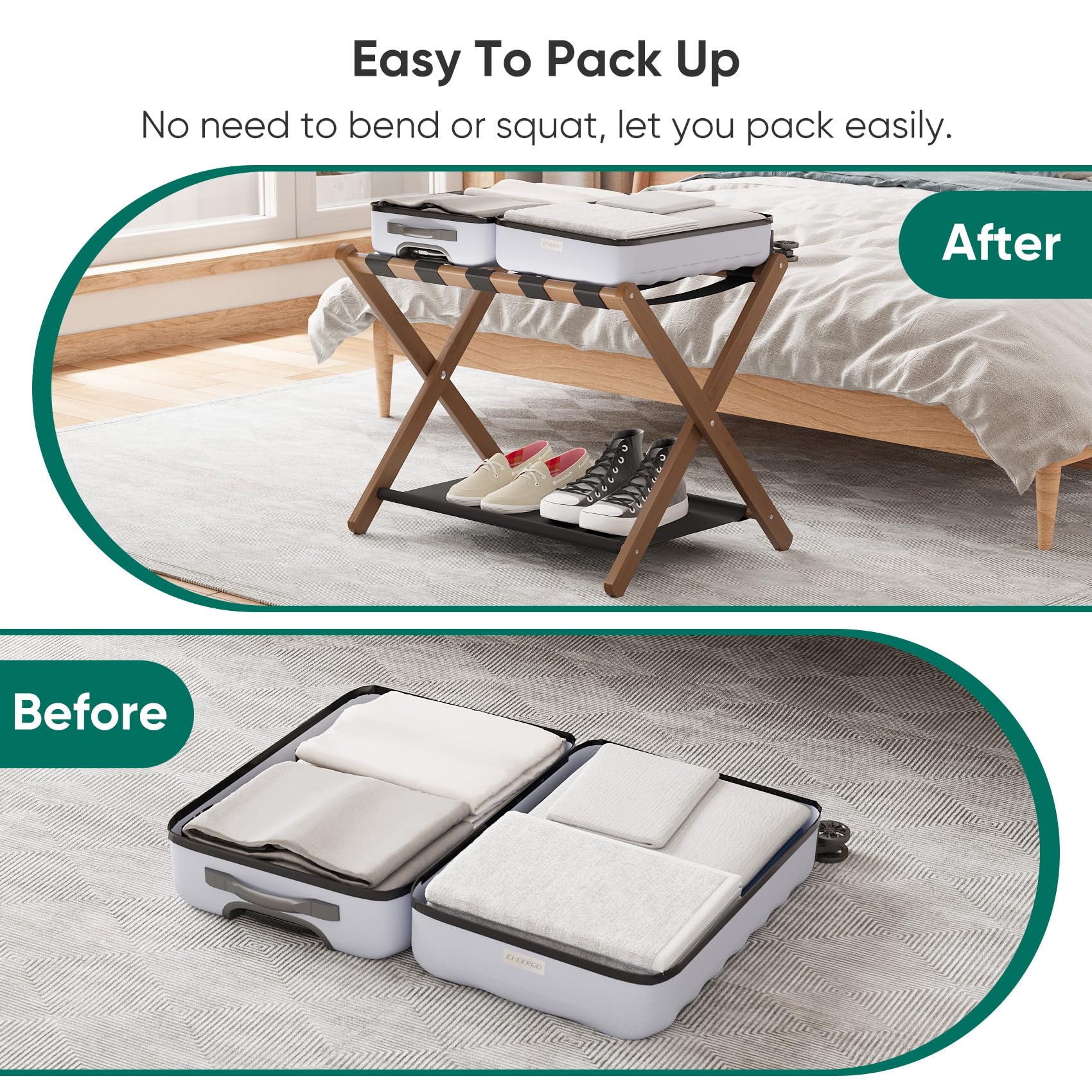 Smuxee lower polyester shelf detail for organized shoes and packing cubes