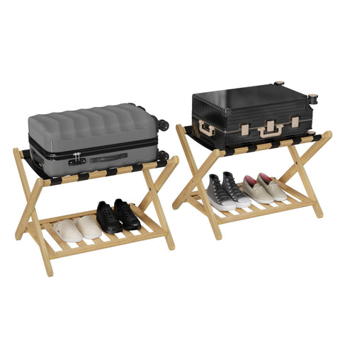 Smuxee pair of racks bedside for organized luggage and easy access