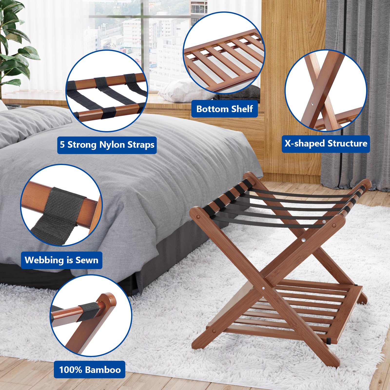 Smuxee five nylon straps detail showing reinforced anti-wobble support