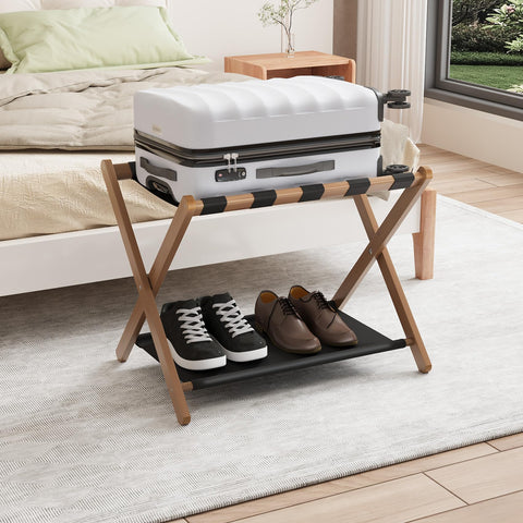 Smuxee in a guest room showing elevated luggage and tidy presentation
