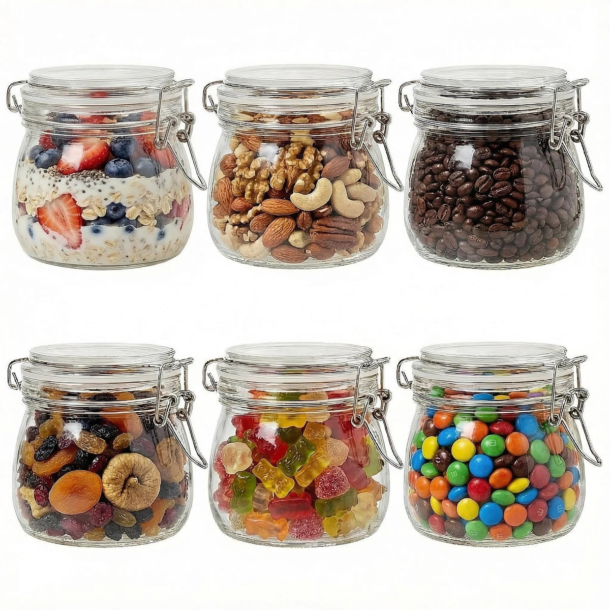 Snaiio front view of 6-pack jars showing organization benefit