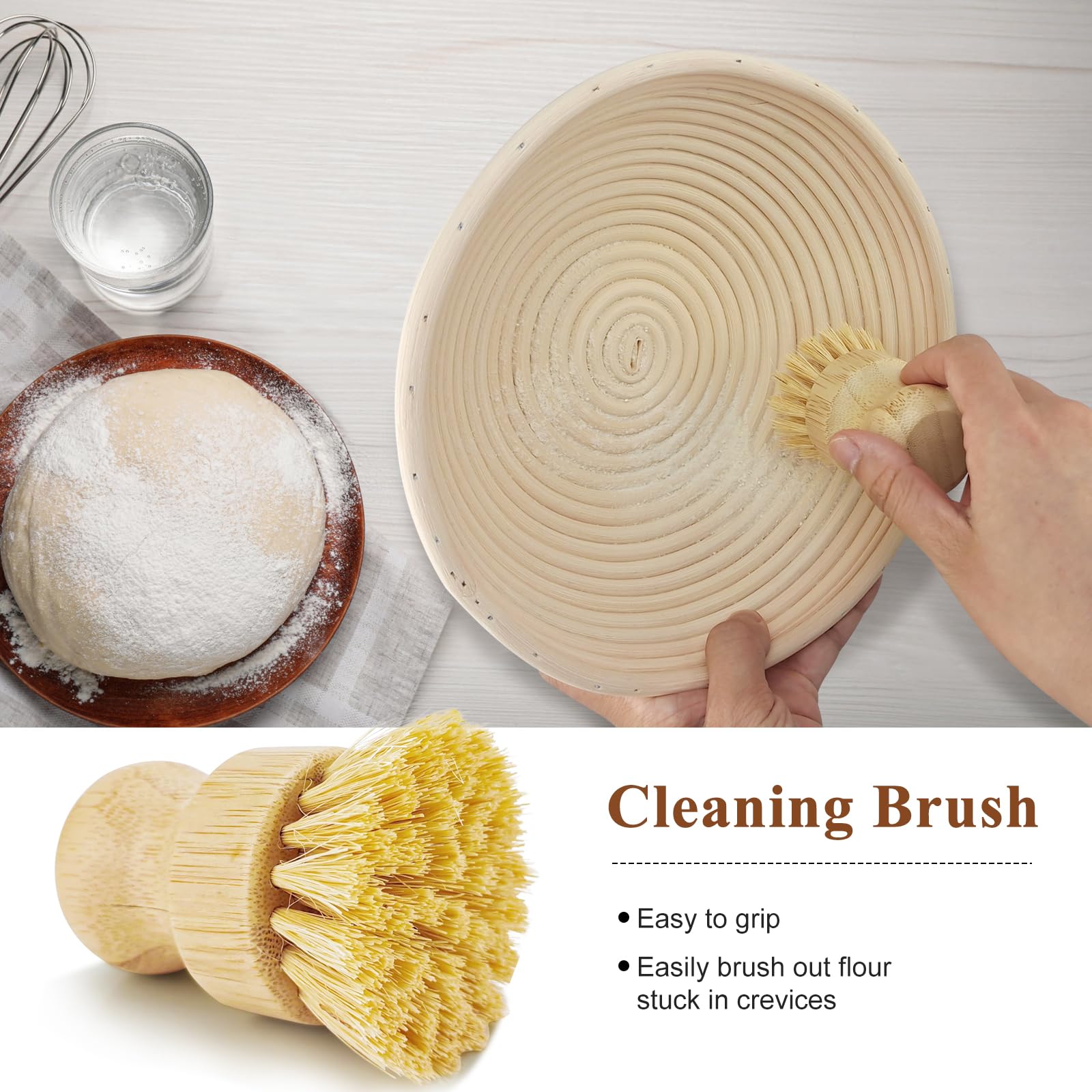 SnailDigit bamboo brush cleaning banneton coils for easy maintenance and prolonged use