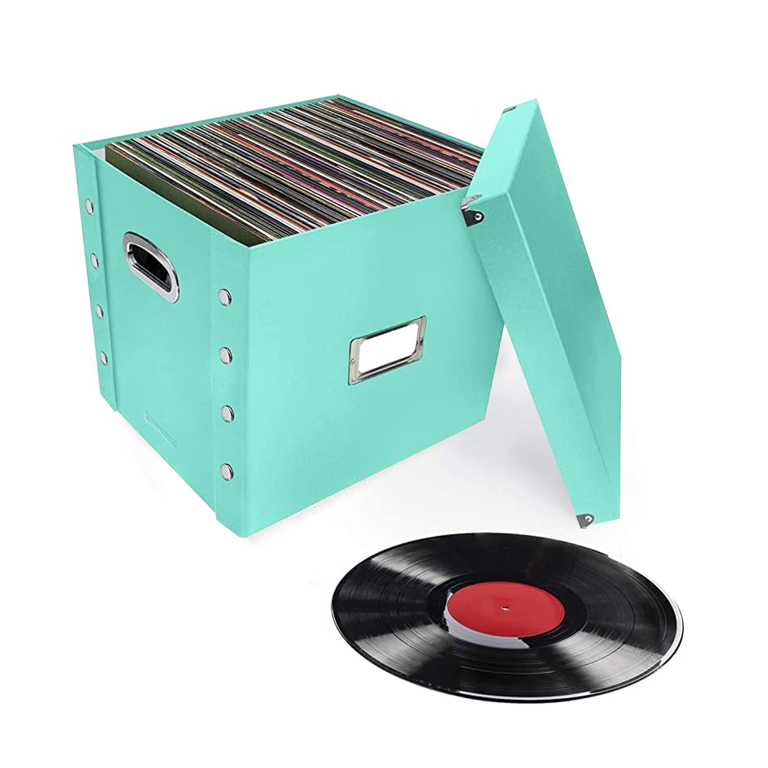 Snap-N-Store front view of mint crate showing neat record storage and style