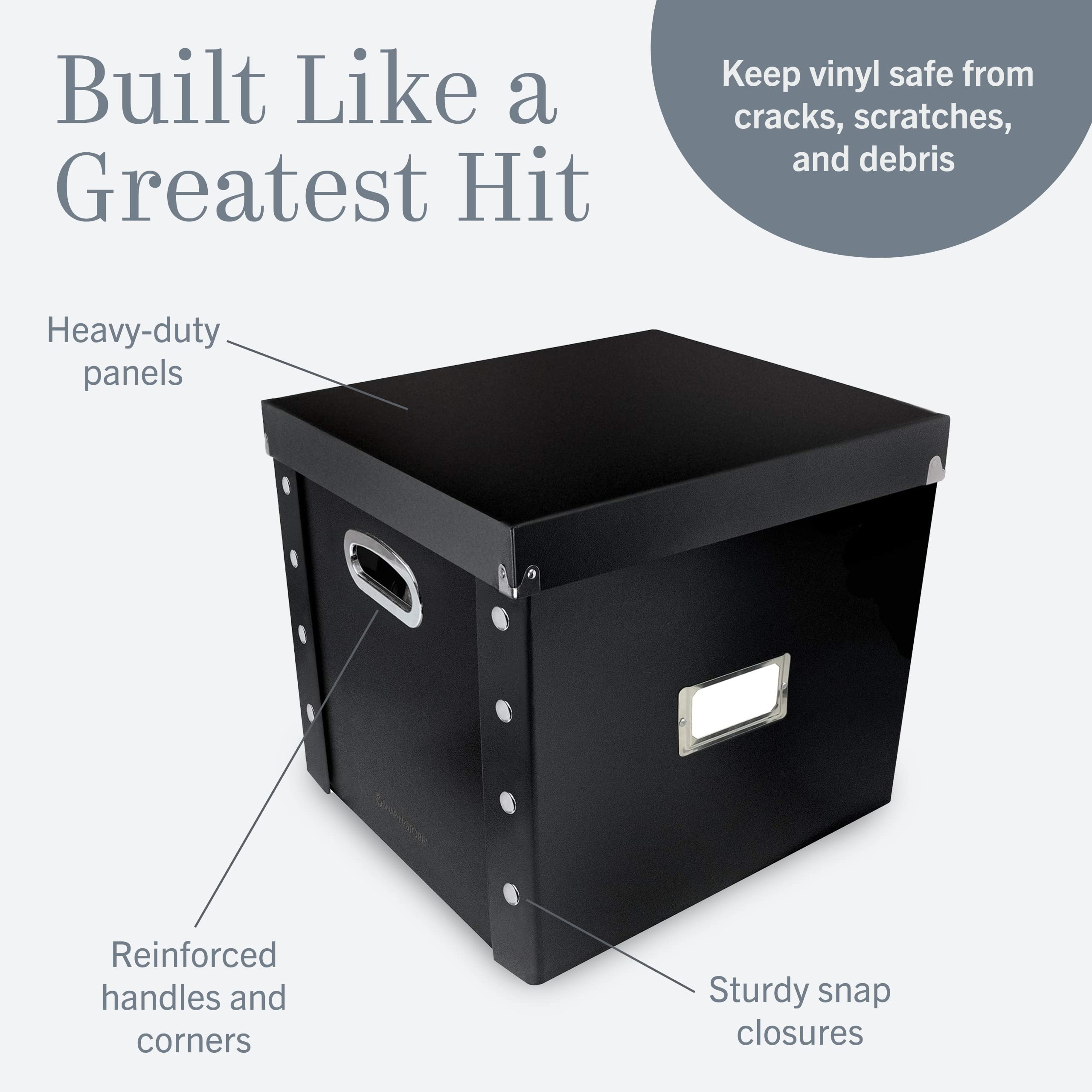 Snap-N-Store side profile stacked crates saving space and enabling neat organization