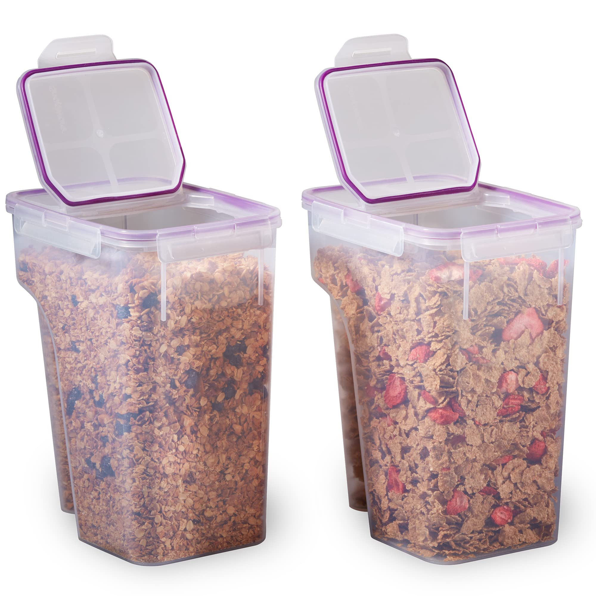 Snapware front view showing both containers and clear labeling for easy storage
