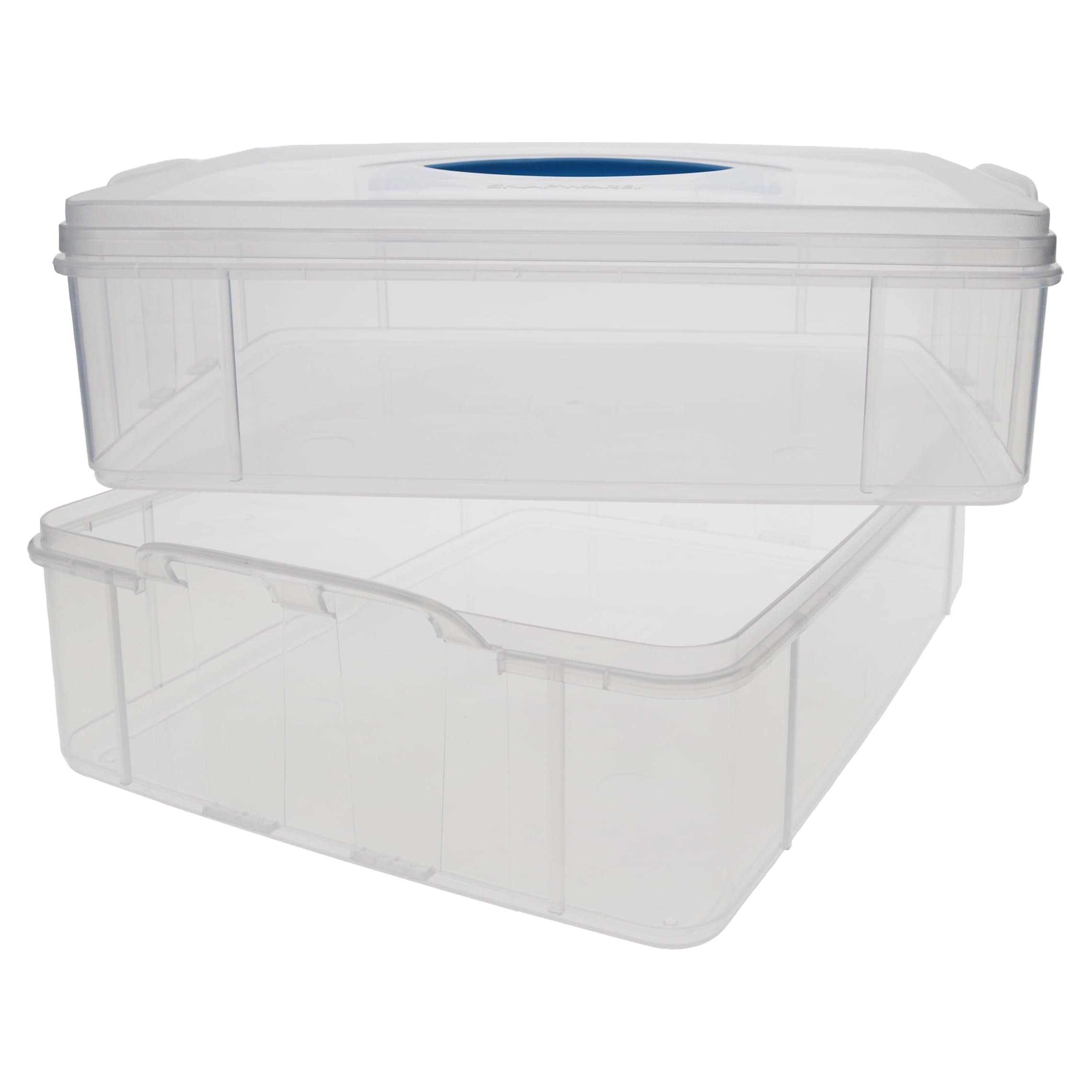 Snapware filled with tools and beads demonstrating tidy, separated storage