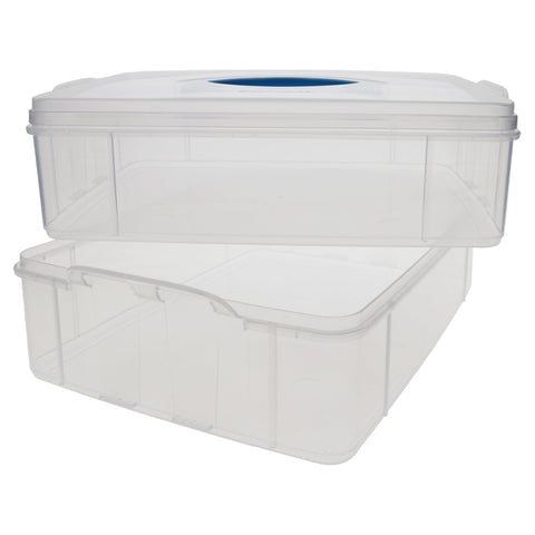 Snapware filled with tools and beads demonstrating tidy, separated storage