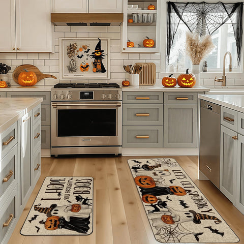 Snazzikid mats placed at kitchen sink demonstrating comfort and holiday style while protecting floor