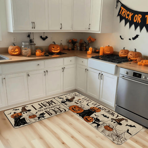 Snazzikid long runner beside countertop showing size and scale for narrow kitchen aisles