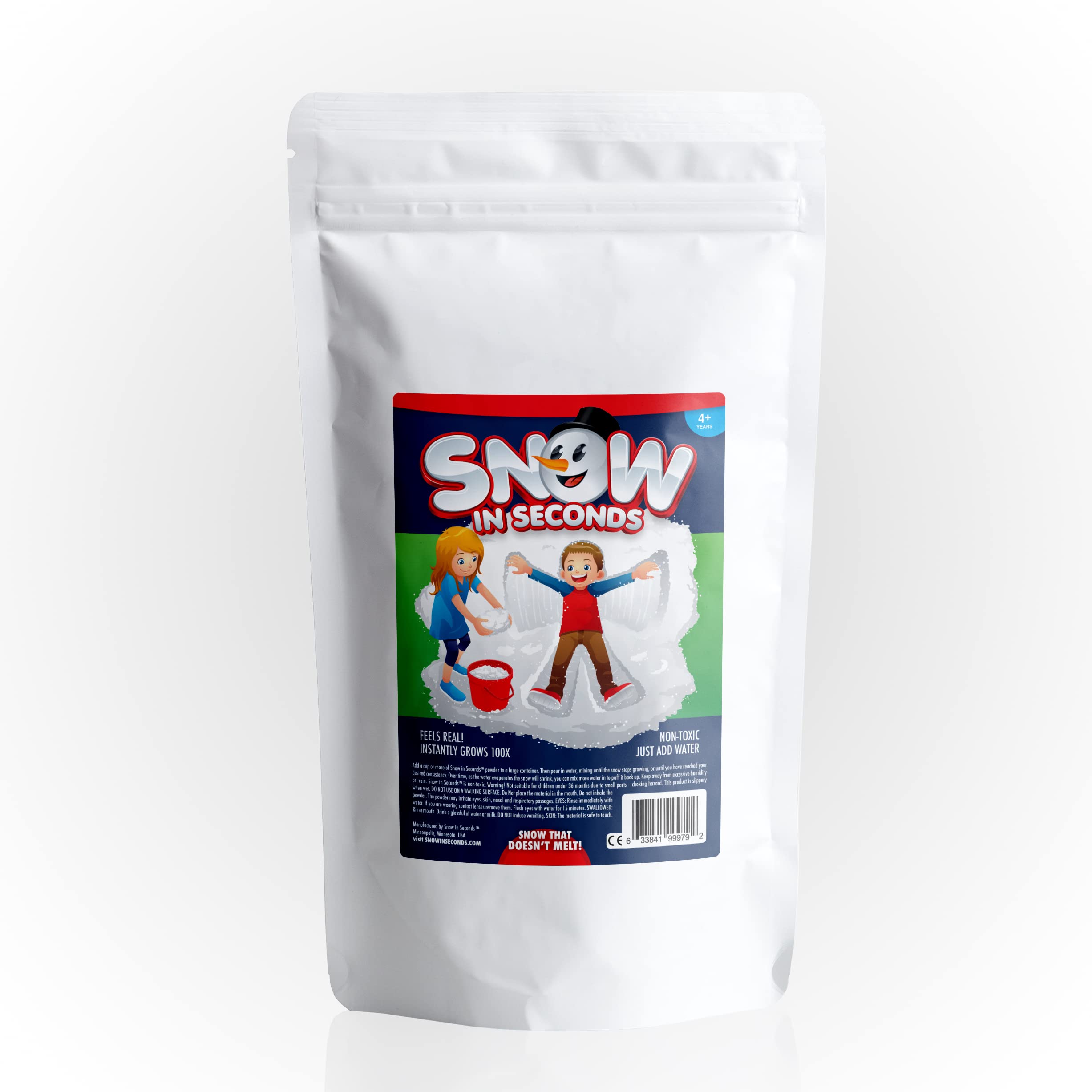 Snow in Seconds jumbo bag front showing product and quantity benefits