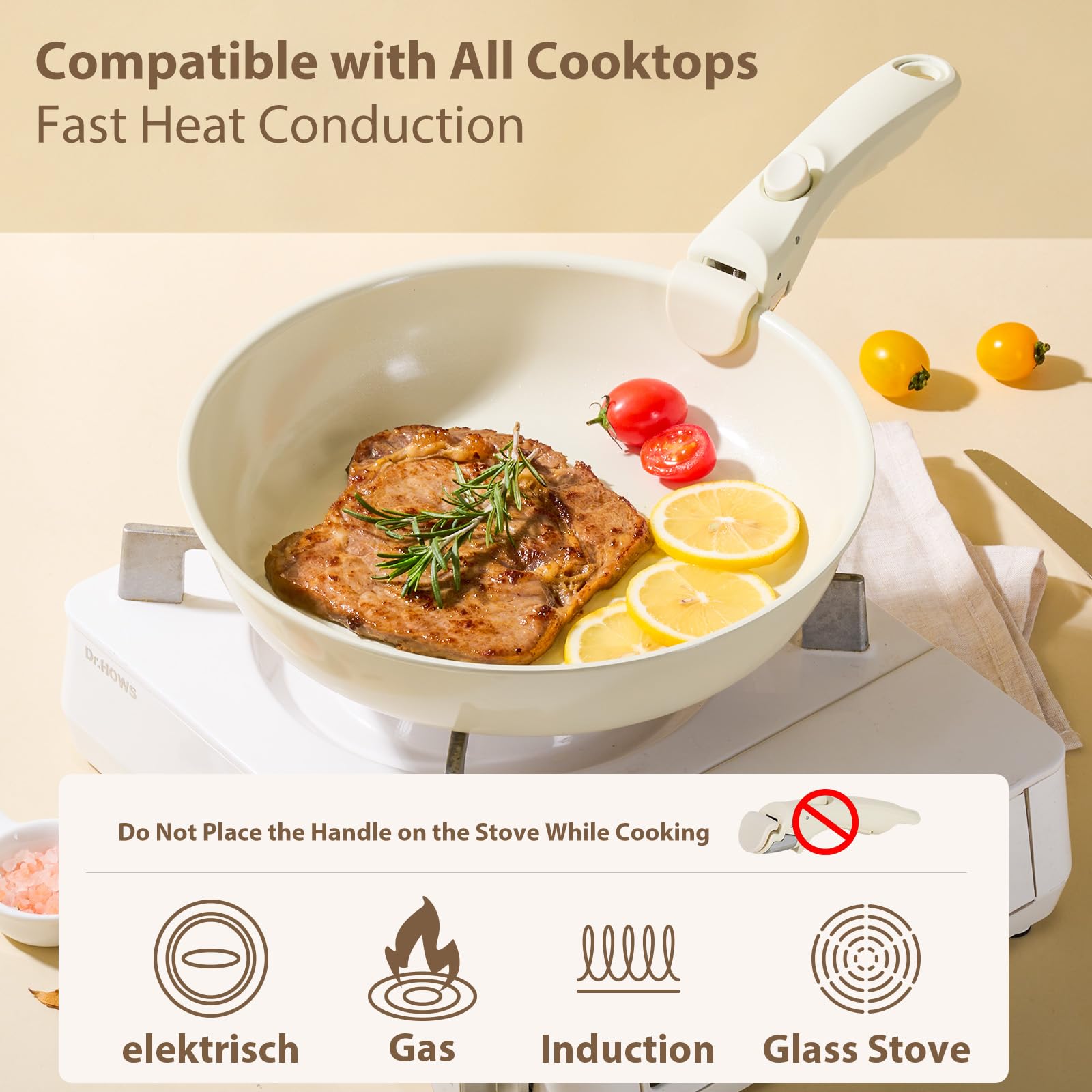 SNOWCLAD close-up of ceramic nonstick surface highlighting easy-release cooking