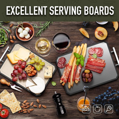 SNOWCLAD cutting boards stacked to show scale and two-board versatility for meal prep