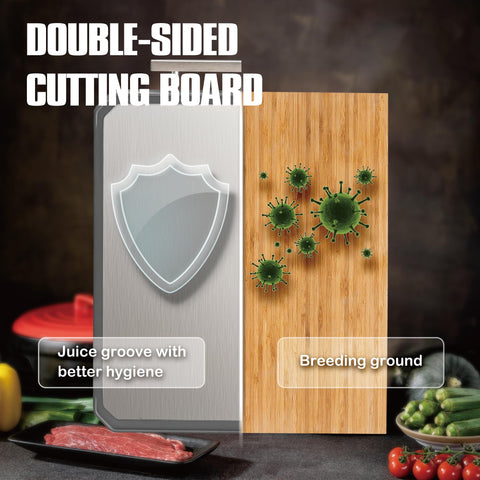 SNOWCLAD integrated stainless-steel handle being gripped for secure handling and easy hanging