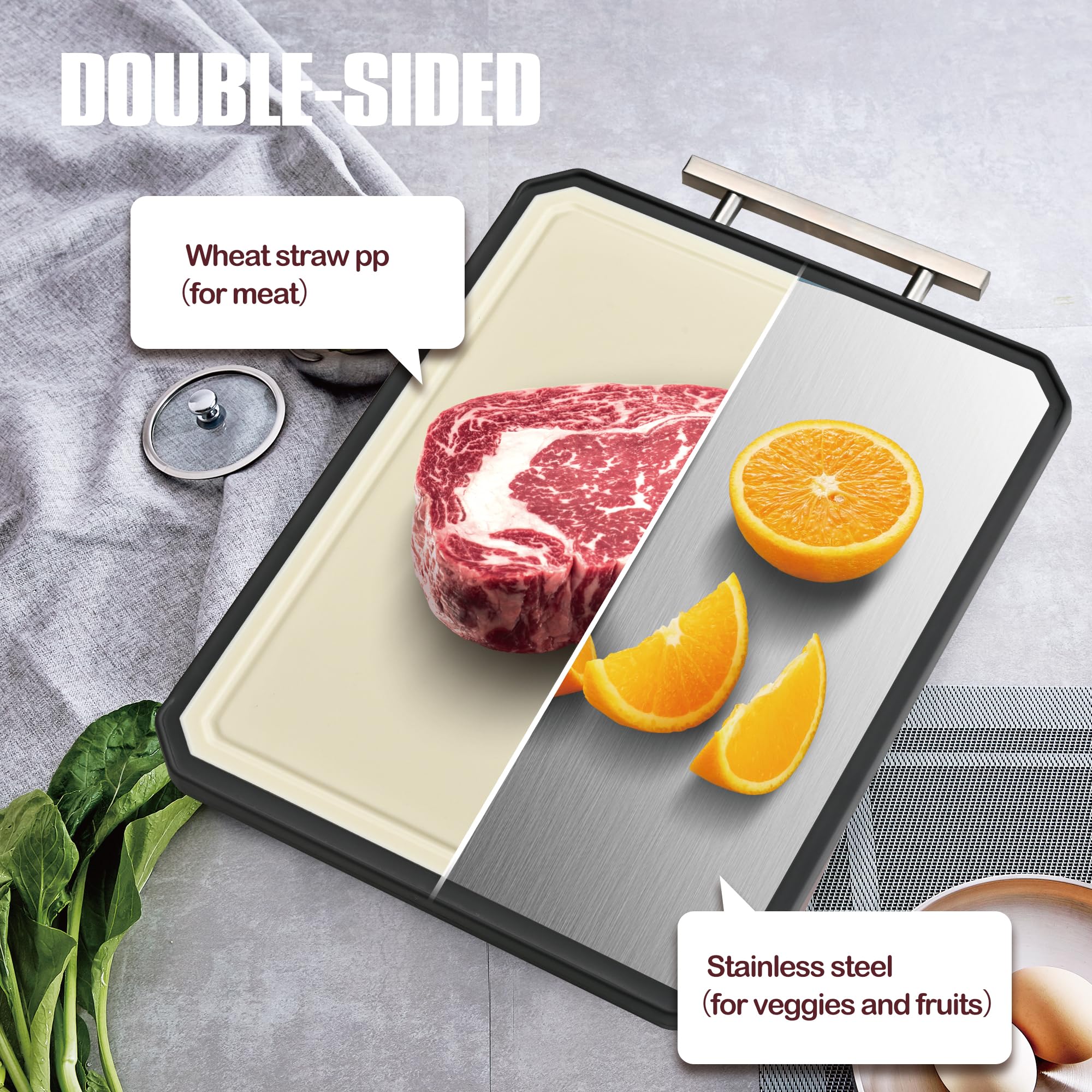 SNOWCLAD wheat-straw PP board texture close-up showing gentle surface that protects knives