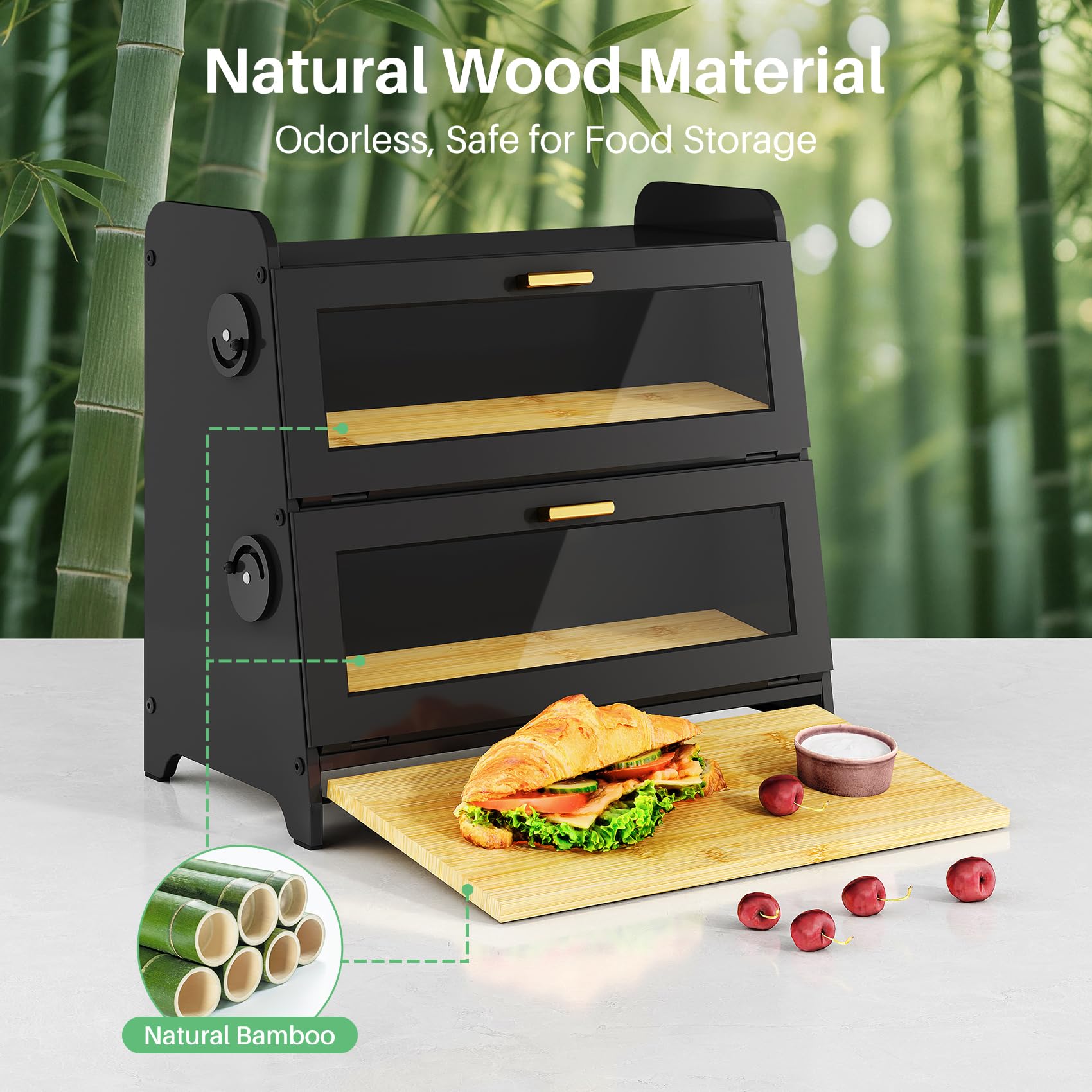 SNTD close-up of detachable bamboo cutting board highlighting hygienic food-safe surface