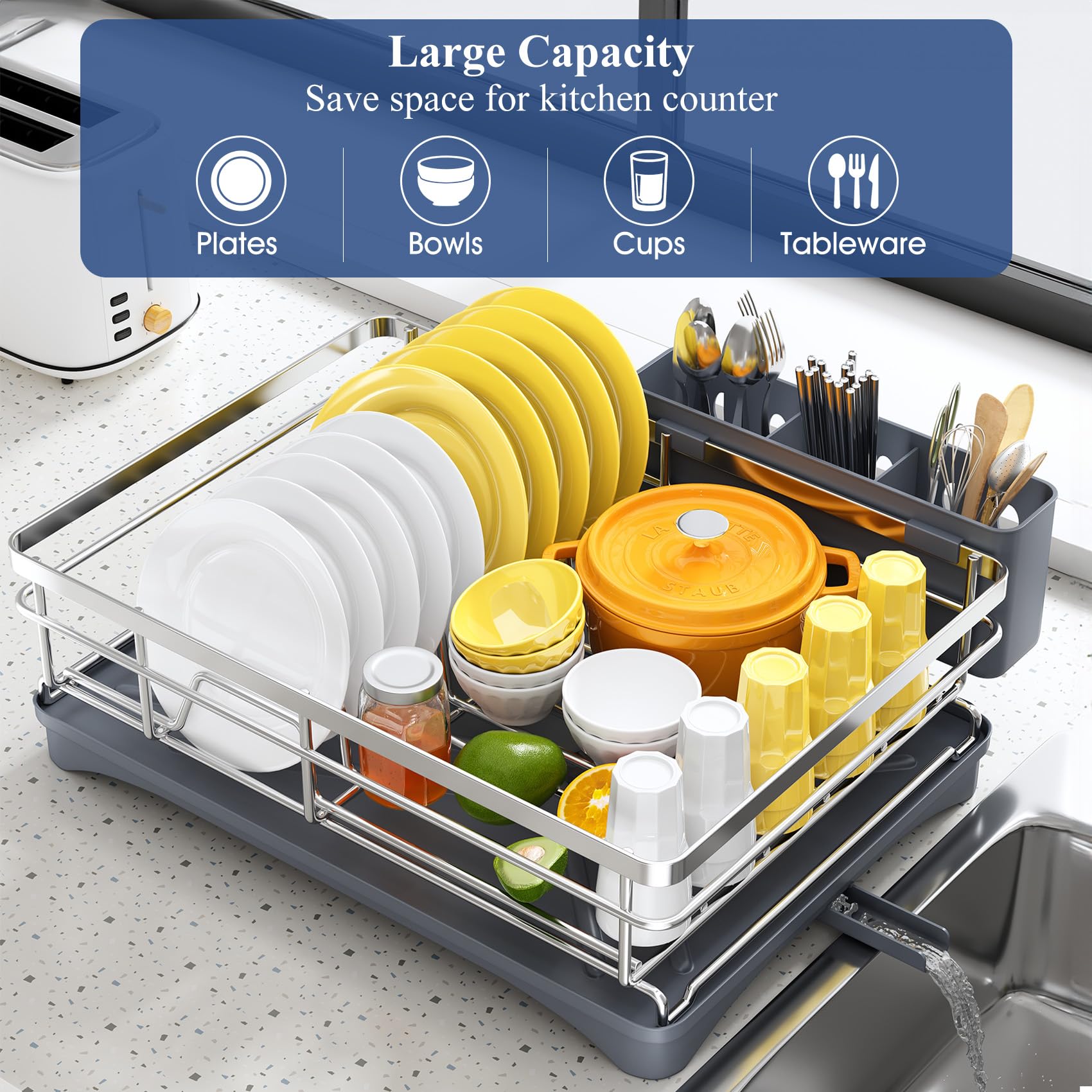 SNTD angled drainboard detail directing water to sink for mess-free counters