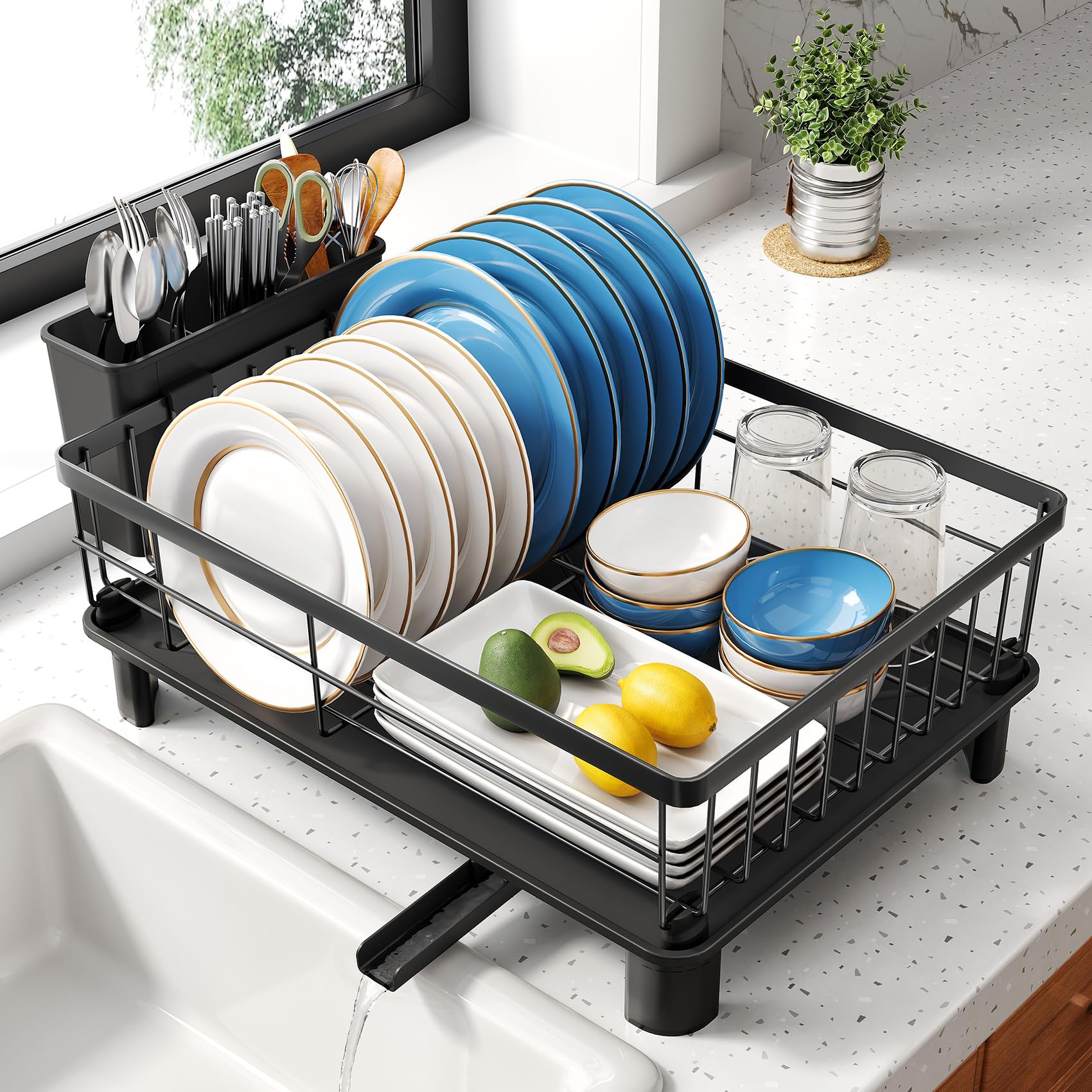 SNTD front view showing compact drainer that saves counter space