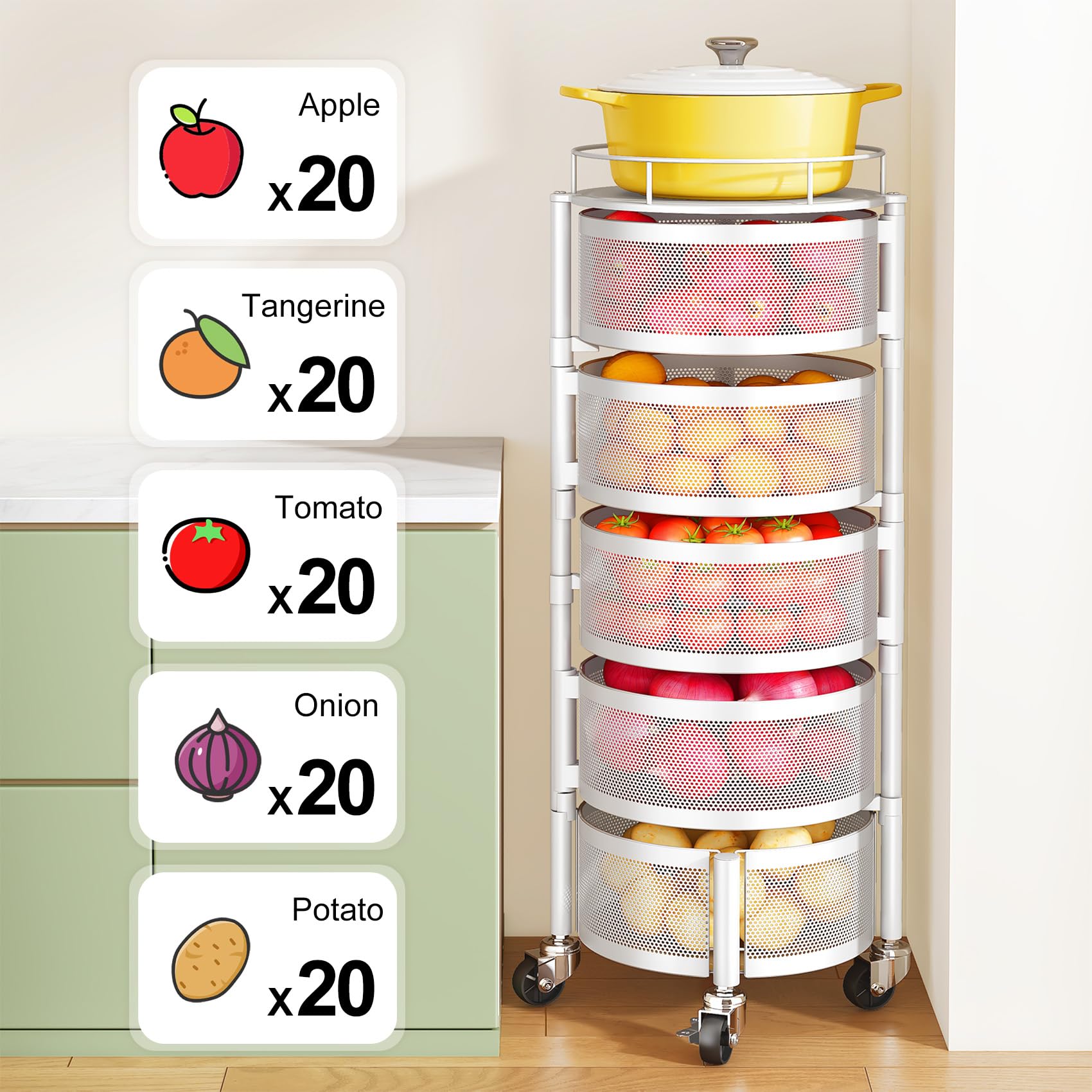 SNTD cart filled with fruits and vegetables showcasing organized storage