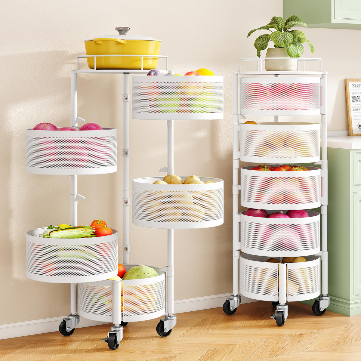 SNTD front view of five-tier cart showing compact vertical storage benefit