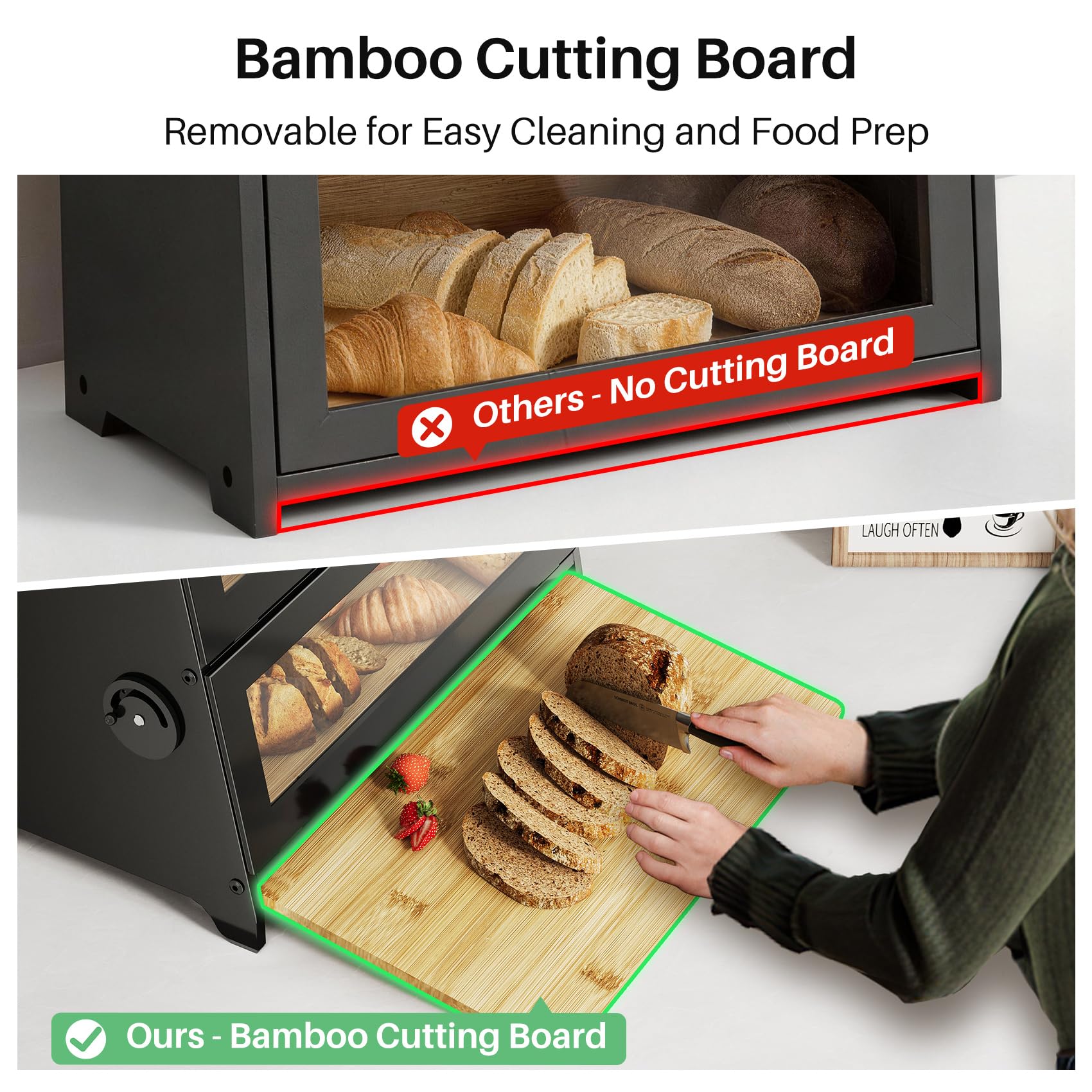 SNTD bottom shelf open with rolls showing separation to maintain texture benefit