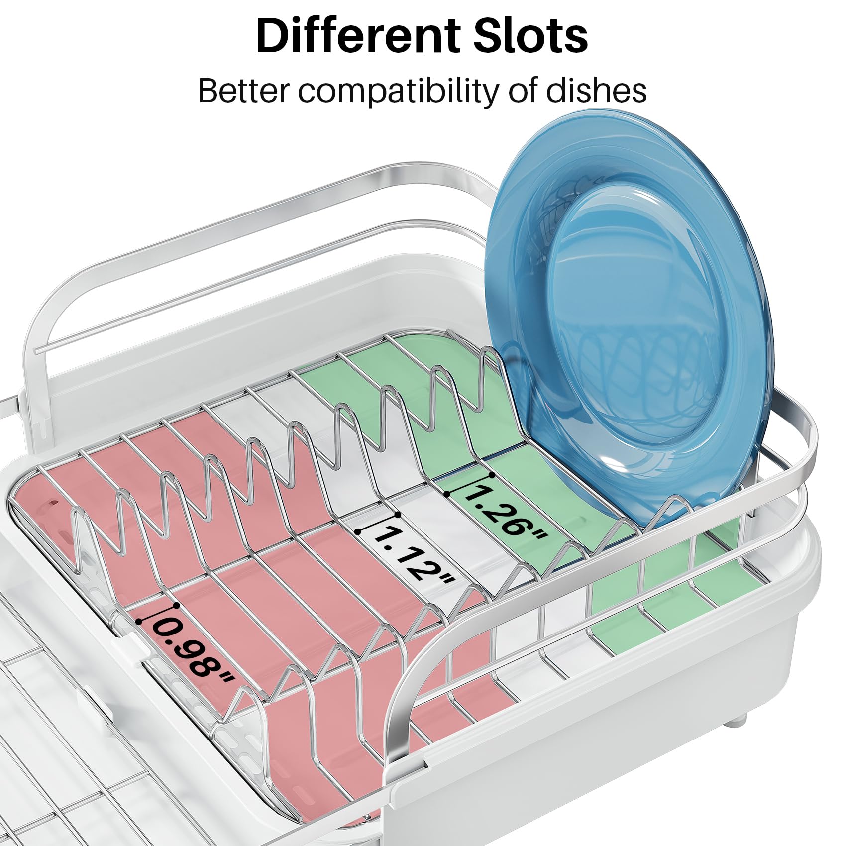 SNTD silicone feet and high-sided guardrails preventing slips and protecting counters