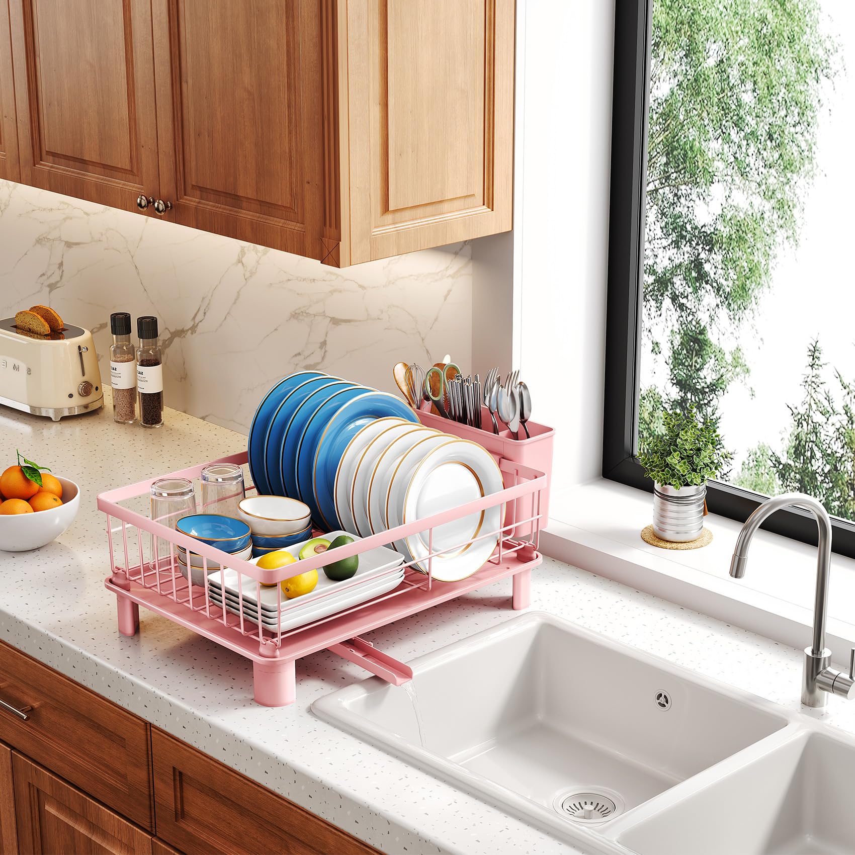 SNTD molded plastic drainboard texture close-up for easy rinsing and maintenance