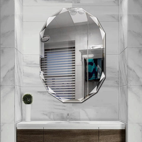 SNUGACE mirror mounted over bathroom vanity illustrating increased light and perceived space