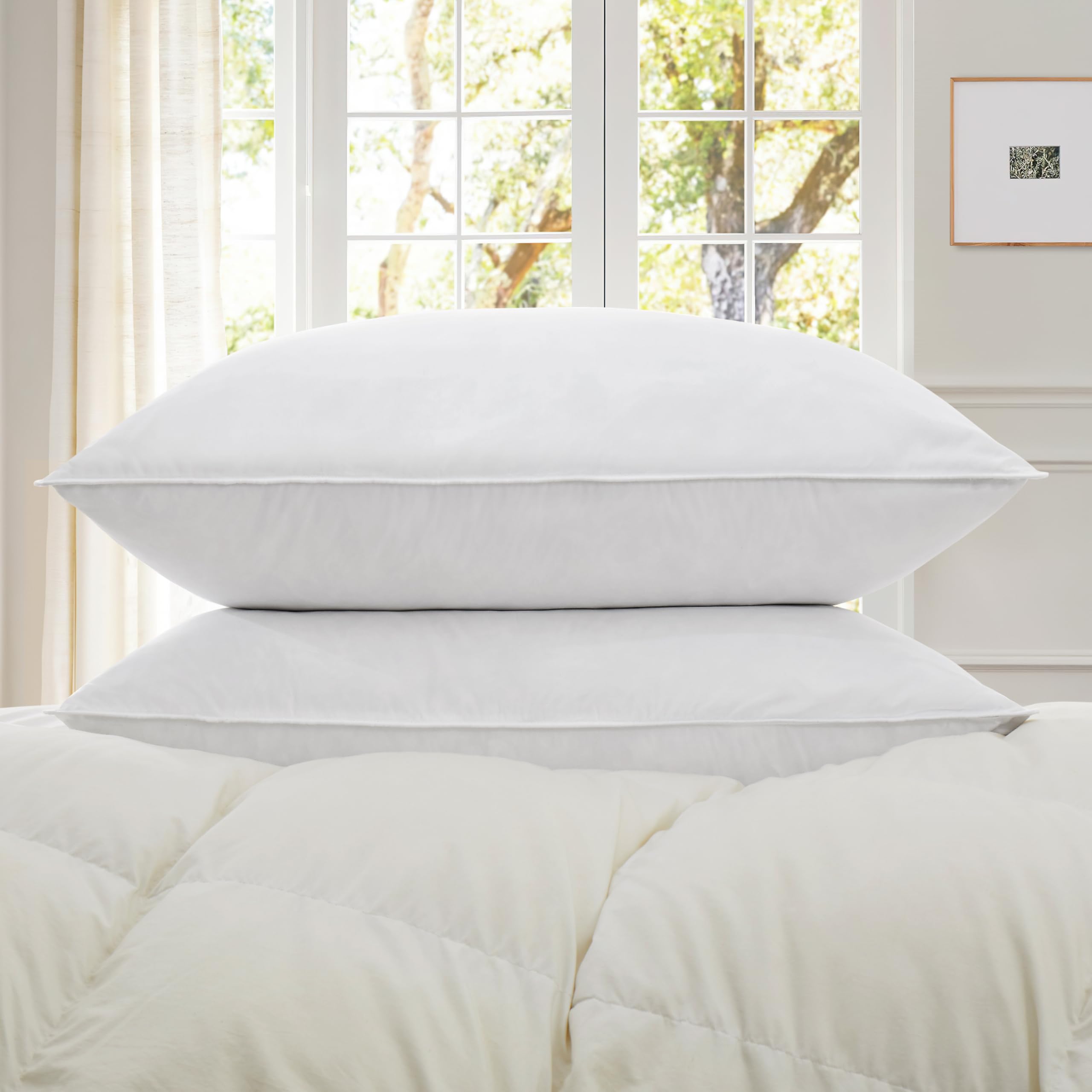 SNUG&COZY display of pillow fluff and loft after unboxing benefit breathable support