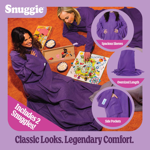 Snuggie open back design visible, Snuggie prevents bunching while seated