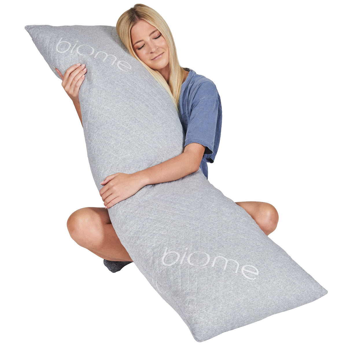 Snuggle-Pedic front view of full body pillow showing overall shape and support benefit