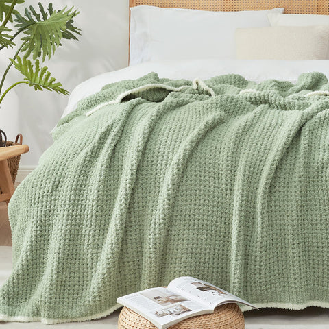 Snuggle Sac blanket draped over sofa demonstrating cozy styling and quick interior refresh benefit