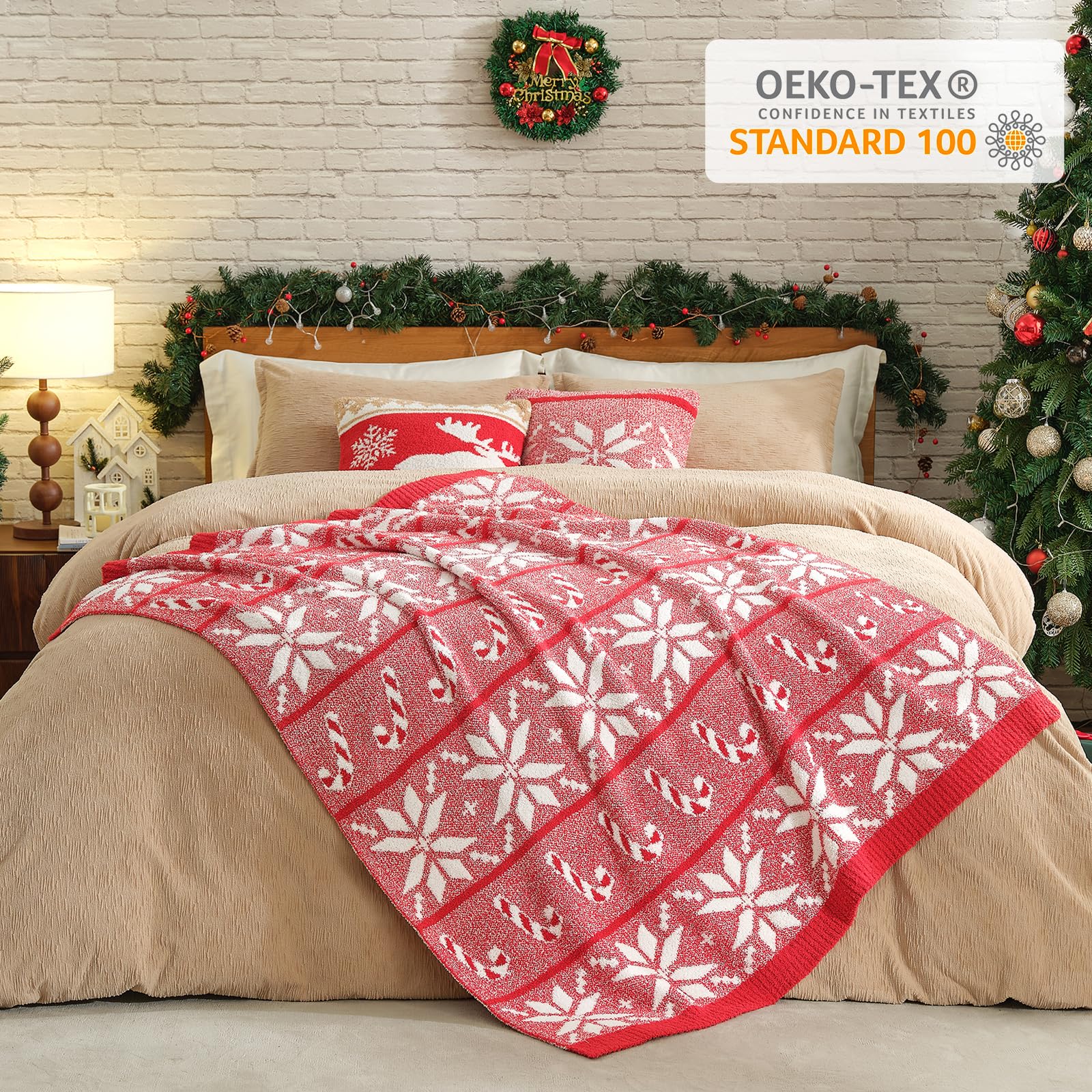 Snuggle Sac blanket styled on bed adding seasonal charm and extra warmth