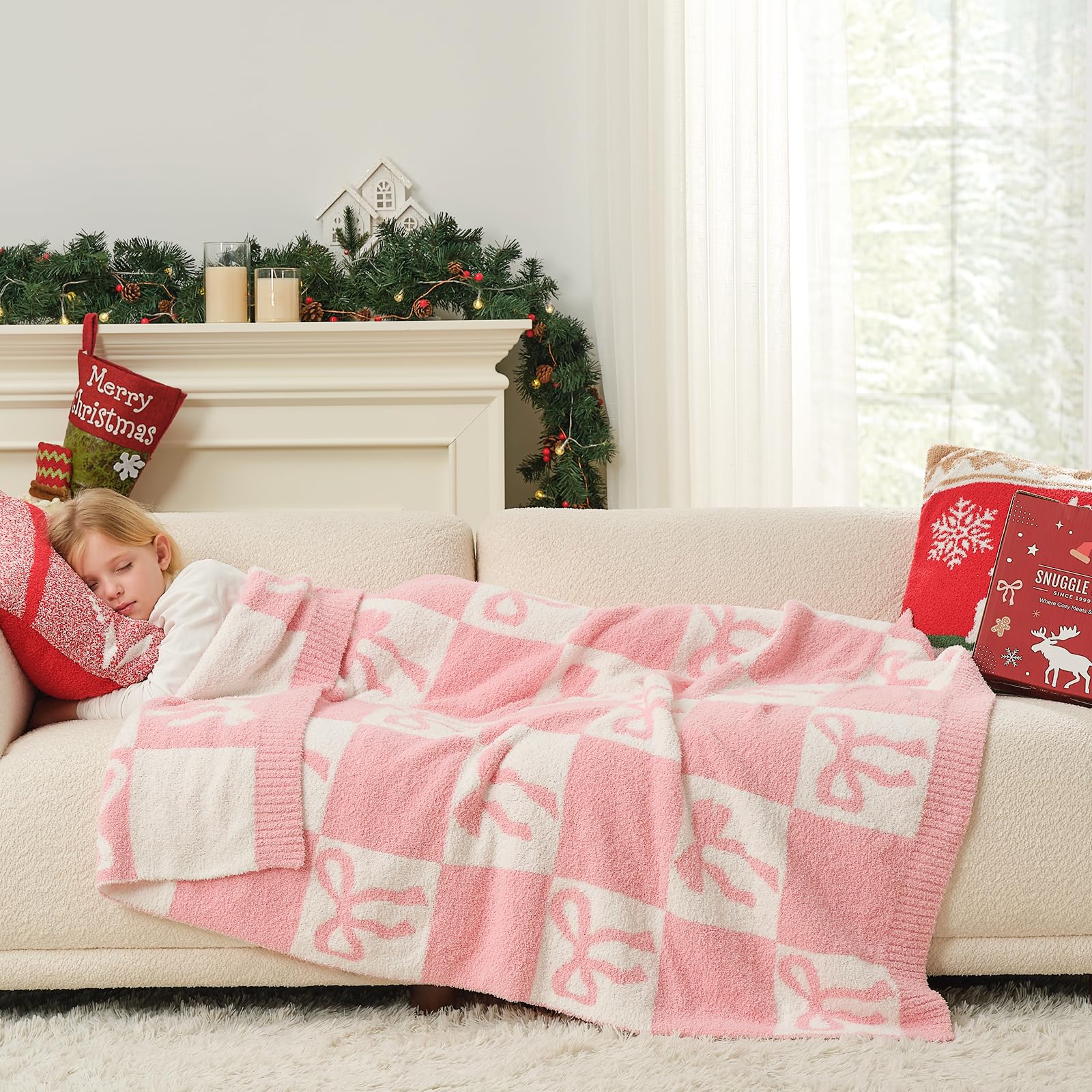 Snuggle Sac blanket draped on couch adding cozy decorative layer