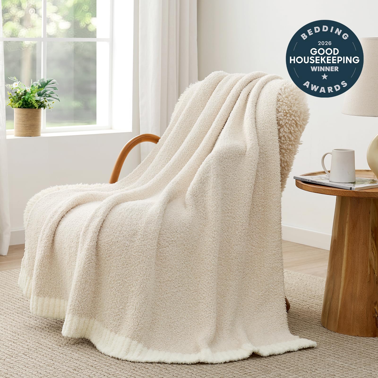 Snuggle Sac neatly folded blanket on shelf illustrating tidy storage benefit