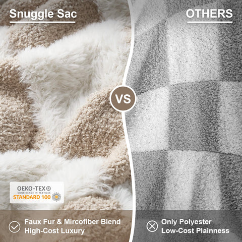 Snuggle Sac close-up of faux fur and microfiber texture highlighting plush softness