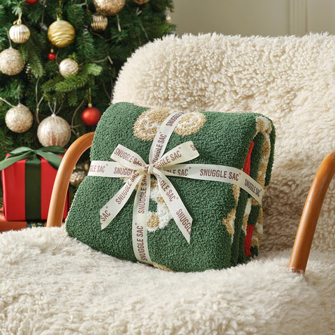 Snuggle Sac detailed gingerbread and candy cane pattern highlighting holiday charm
