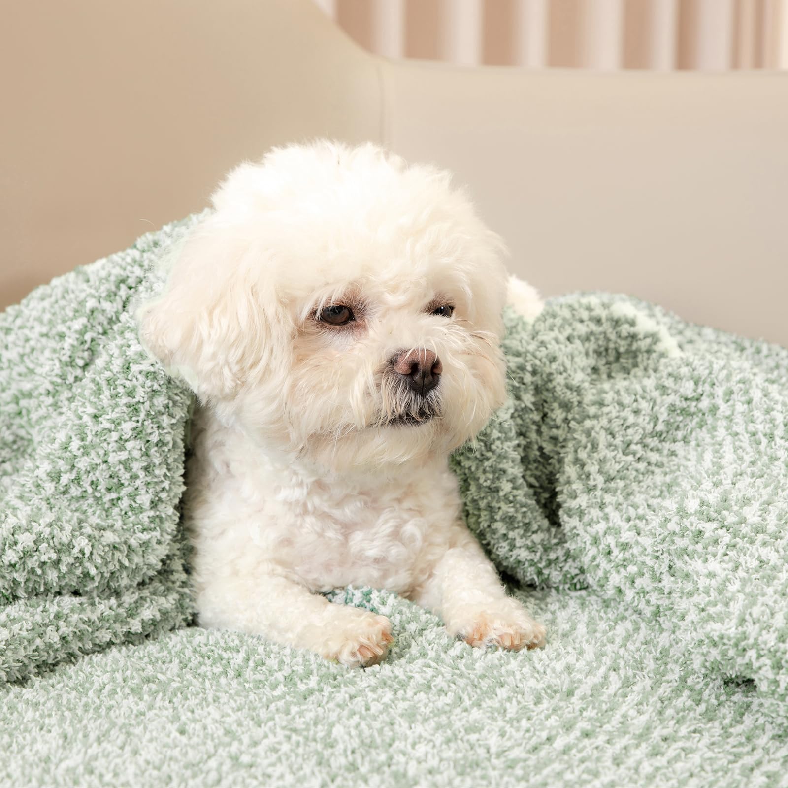 Snuggle Sac draped over chair illustrating the 50x60 inch scale