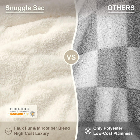 Snuggle Sac throw draped over bed demonstrating soft layering benefit