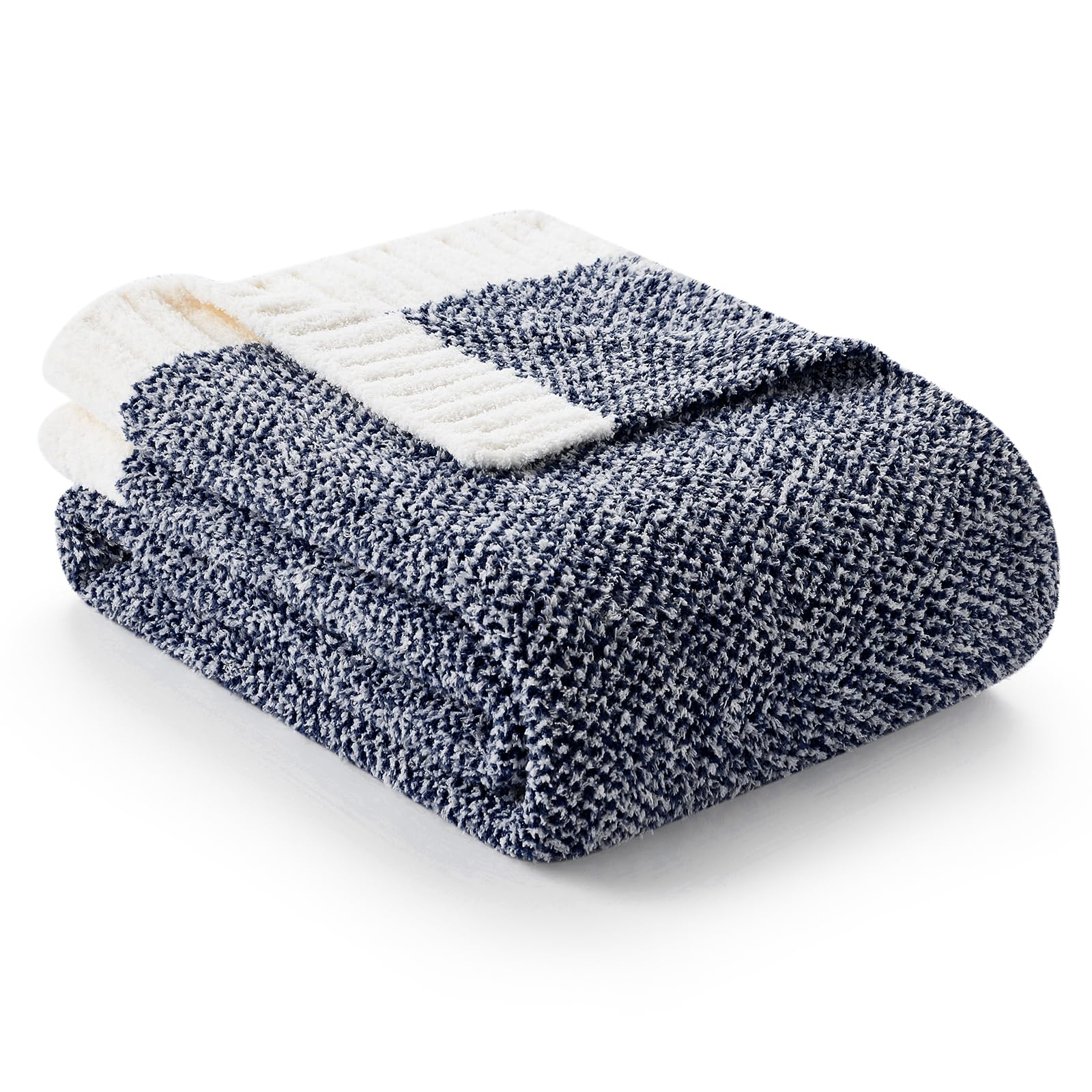 Snuggle Sac front view of navy throw showing full size and warm texture