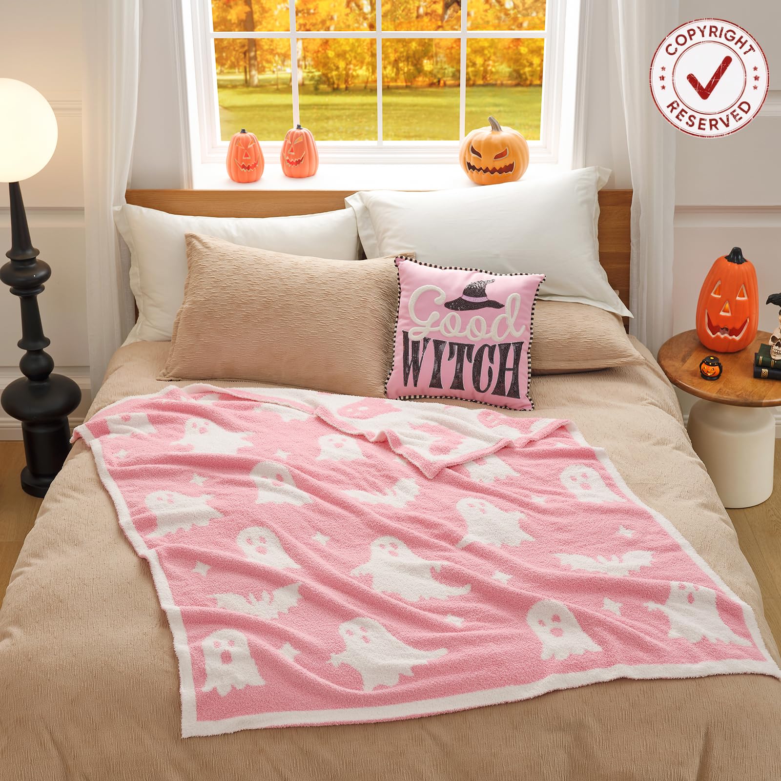 Snuggle Sac throw draped on couch adding seasonal charm and cozy seating