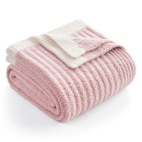 Snuggle Sac pink throw front view showing plush knit and color