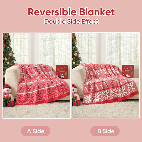 Snuggle Sac reversible pattern detail displaying snowflakes and candy cane motifs
