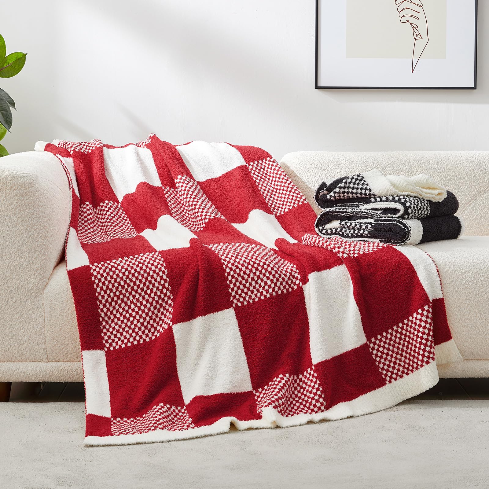 Snuggle Sac reversible checkerered side showing two-tone plaid versatility
