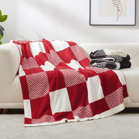 Snuggle Sac reversible checkerered side showing two-tone plaid versatility