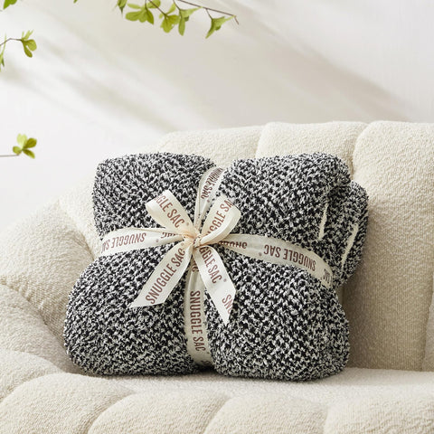 Snuggle Sac reversible side detail showing two-tone heather finish and styling versatility