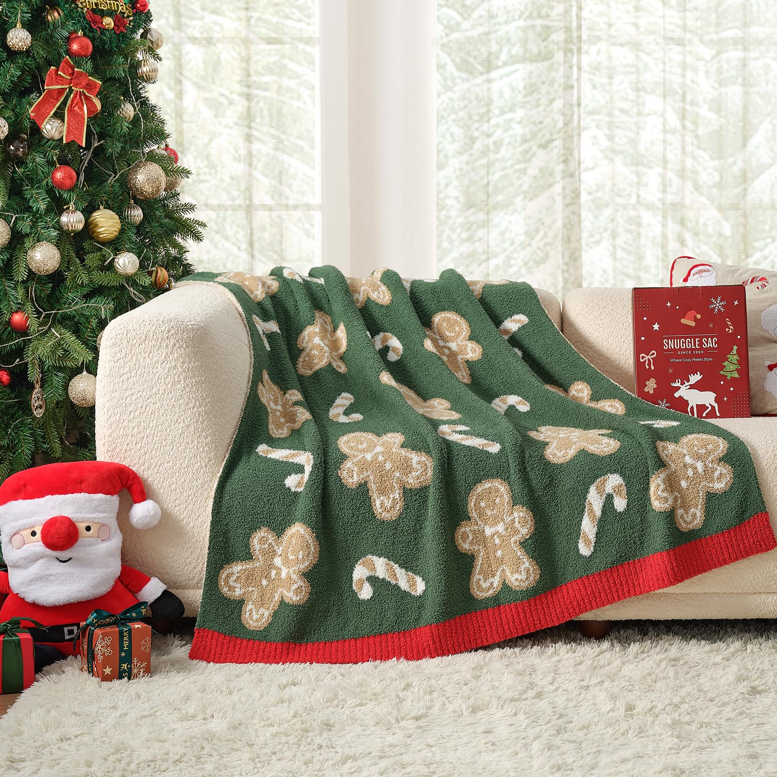 Snuggle Sac blanket next to measuring tape showing 50x60 inch size clarity