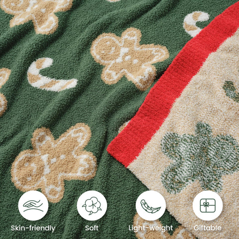 Snuggle Sac throw draped on a sofa creating cozy holiday living room atmosphere