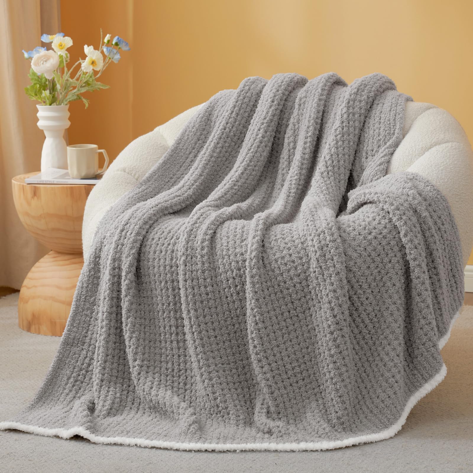 Snuggle Sac close-up of waffle knit texture highlighting plush microfiber benefit