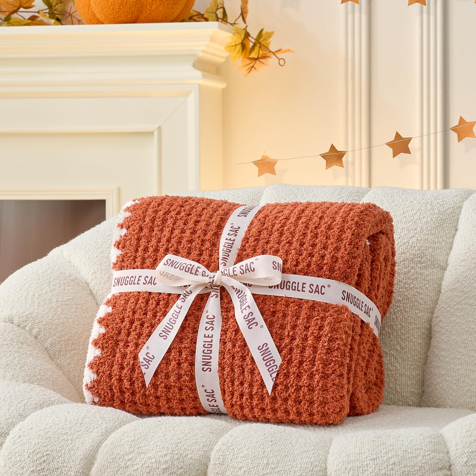 Snuggle Sac reversible side view showing solid orange finish and clean hem benefit