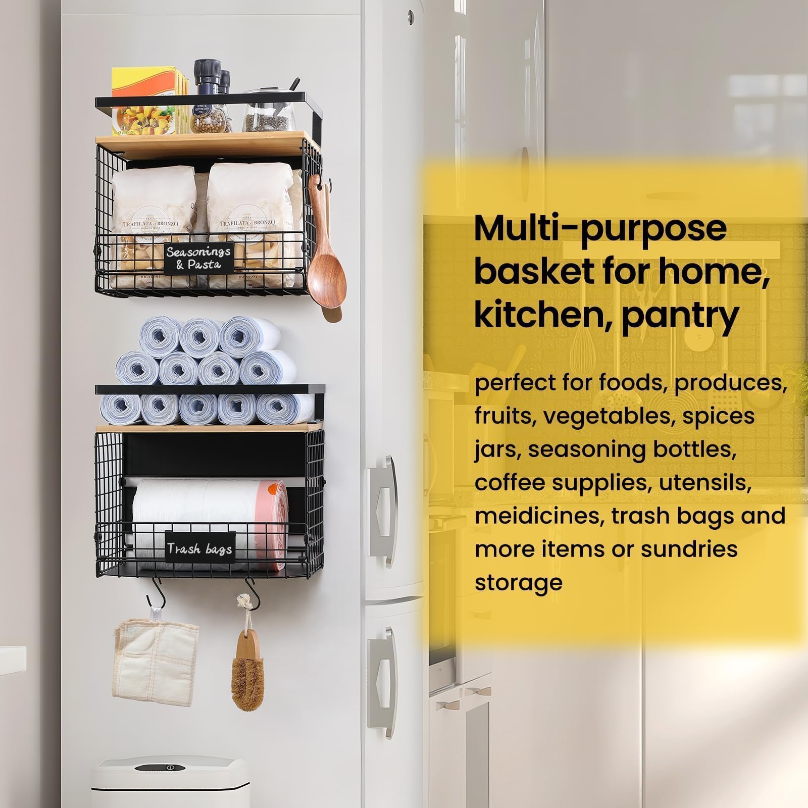Snuvid bamboo top holding spice jars for tidy countertop organization